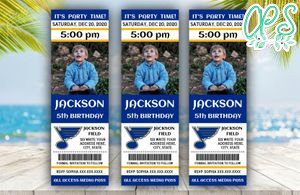 Printable St Louis Blues Birthday Ticket With Photo Invitation Instant Download
