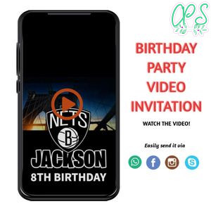 Brooklyn Nets Birthday Video Invitation Digital Template Customizable Instant Download