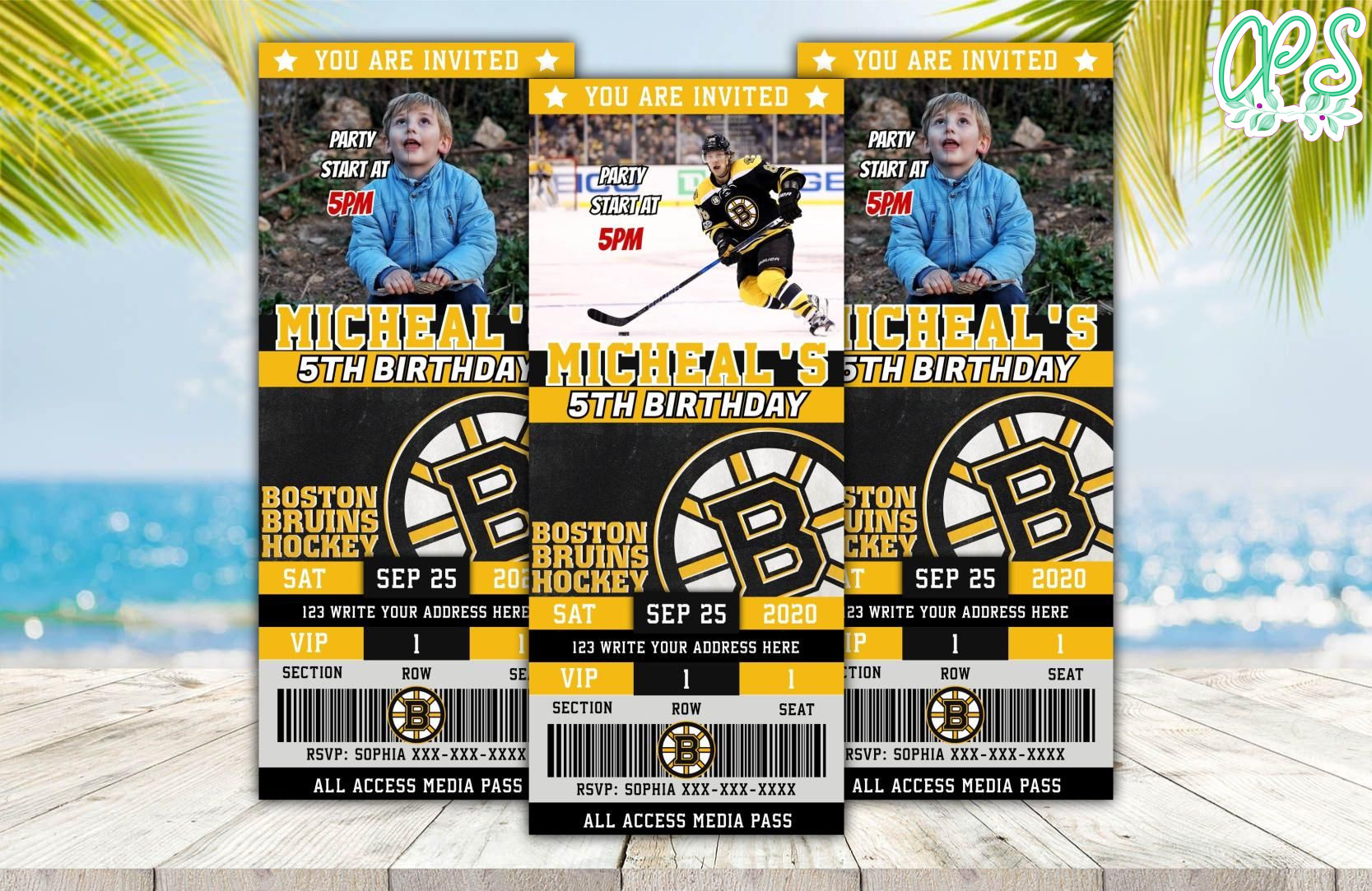 Boston Bruins Ticket Birthday Editable Template Instant Download 