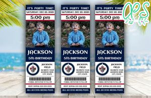 Printable Winnipeg Jets Birthday Ticket With Photo Invitation Instant Download