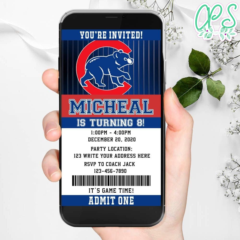 Electronic Chicago Cubs Electronic Invite Birthday Invitations DIY