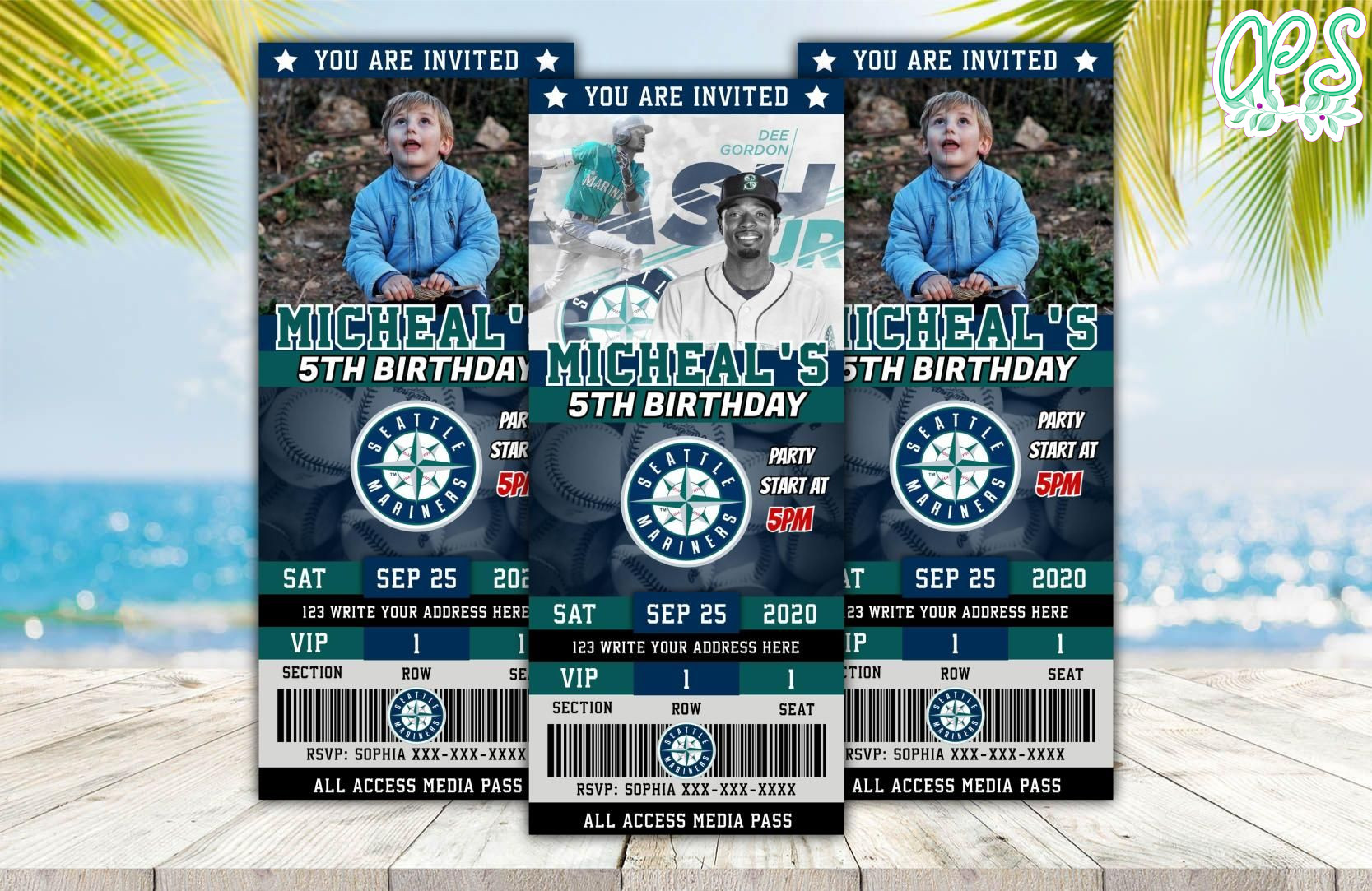 Seattle Mariners Ticket Birthday Editable Templates DIY