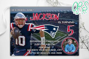 New England Patriots Birthday Invitation Template to Print at Home Instant Download