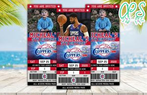 Editable Los Angeles Clippers Birthday Ticket Invites Instant Download
