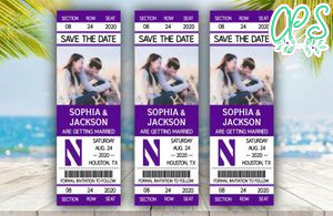 Editable Northwestern Wildcats Save The Date Wedding Engagement Announcement Ticket Invitation Instant Download