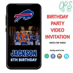 Buffalo Bills Birthday Video Invitation Digital Template Customizable Instant Download