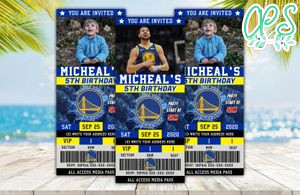 Editable Golden State Warriors Basketball Birthday Ticket Invitation DIY