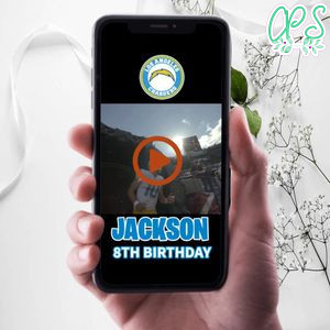 Los Angeles Chargers Birthday Video Invitation Digital Template Customizable Instant Download