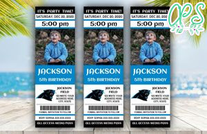Printable Carolina Panthers Birthday Ticket With Photo Invitation Instant Download