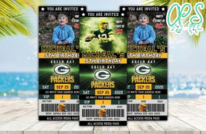 Editable Green Bay Packers Birthday Ticket Invitation Instant Download