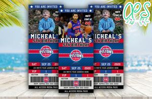 Editable Detroit Pistons Birthday Ticket Invitations Instant Download