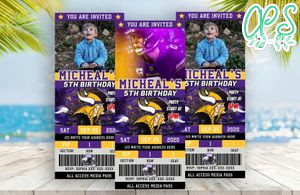 Editable Minnesota Vikings Birthday Ticket Invites Instant Download