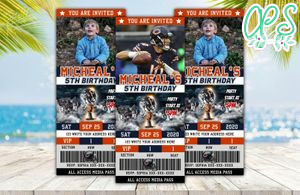 Editable Chicago Bears Birthday Ticket Invites Instant Download