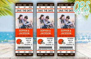 Cleveland Browns Save The Date Wedding Engagement Announcement Ticket Invitation Instant Download