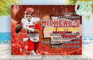 Editable Kansas City Chiefs Digital Party Invitation Invite Instant Download