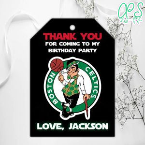 Boston Celtics Birthday Thank You Tags Instant Download