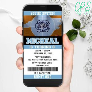 Electronic North Carolina Tar Heels Electronic Invite Birthday Invitations Instant Download