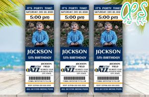 Utah Jazz Birthday Ticket With Photo Invitation Instant Download