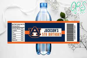 Printable Auburn Tigers Water Bottle Labels Instant Download