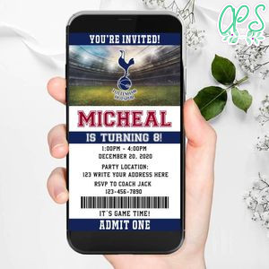 Electronic Tottenham Birthday Invitation Instant Download