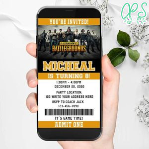 Electronic Playerunknown's Battlegrounds Electronic Invite Birthday Invitation DIY