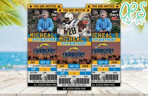 Editable Los Angeles Chargers Birthday Ticket Invitations Instant Download