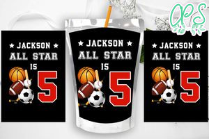 All Star Birthday Capri Sun Juice Label Instant Download