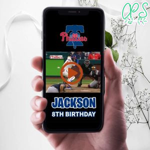 Philadelphia Phillies Birthday Video Invitation Digital Template Customizable Instant Download