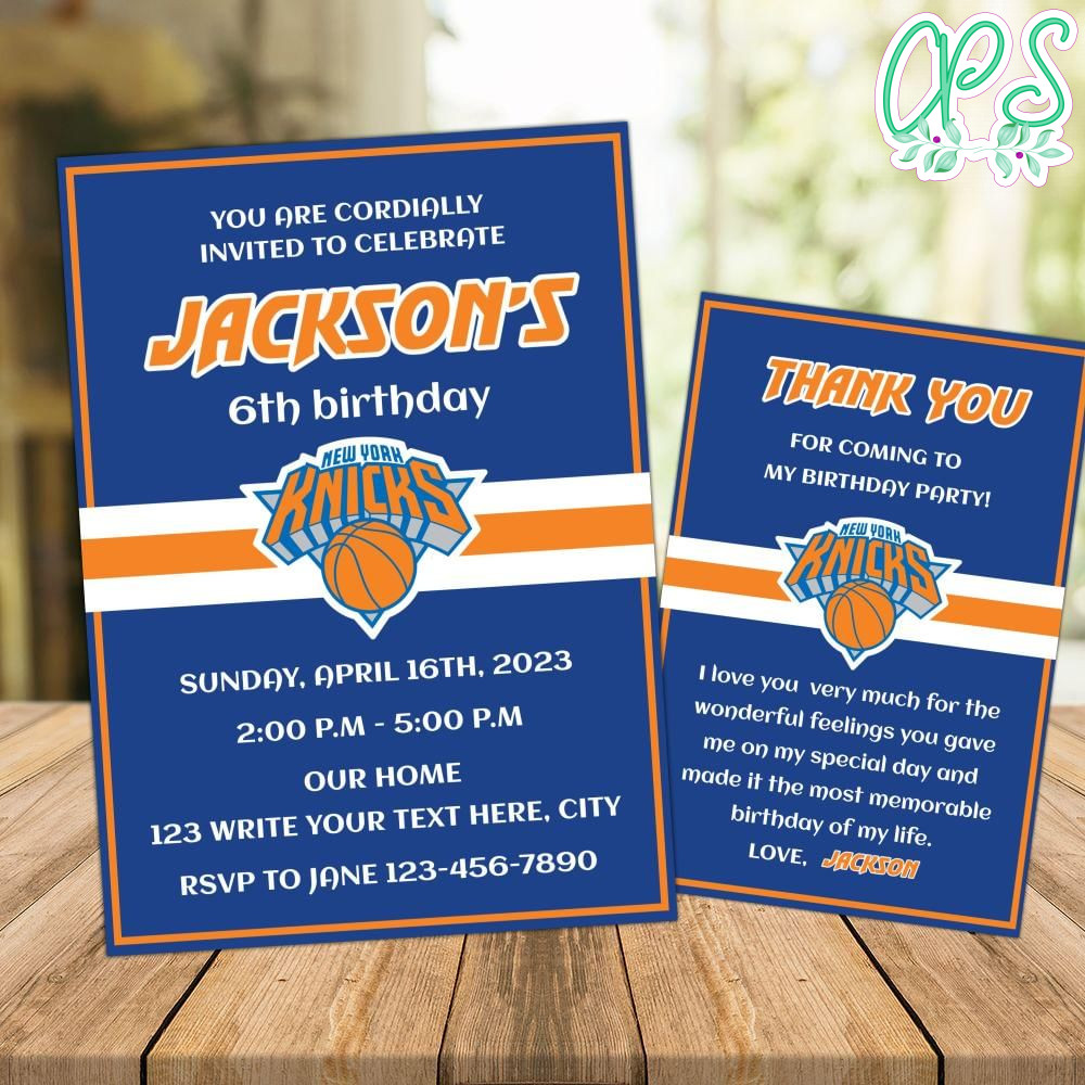 New York Knicks Party Invitations Instant Download CustomPartyShirts