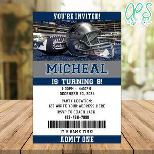 Dallas Cowboys Birthday Invitation Instant Download