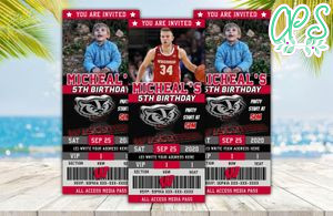 Editable Wisconsin Badgers Birthday Ticket Invitations Instant Download