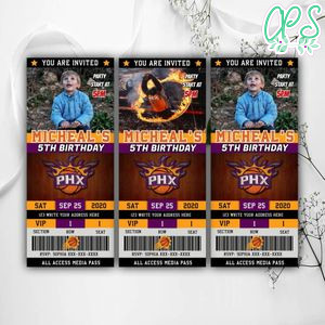 Printable Phoenix Suns Birthday Ticket Party Invites Instant Download