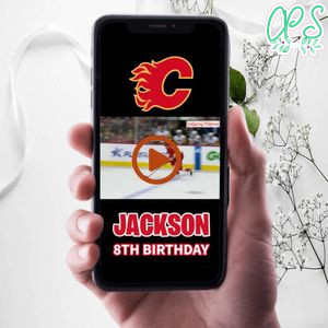 Calgary Flames Birthday Video Invitation Digital Template Customizable Instant Download