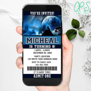 Electronic Minnesota Timberwolves Birthday Invitation Instant Download