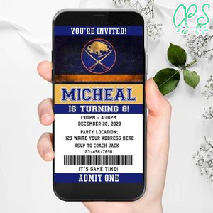 Electronic Buffalo Sabres Birthday Invitation Instant Download