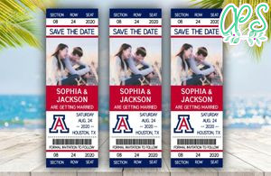 Arizona Wildcats Save The Date Wedding Engagement Announcement Ticket Invitation Instant Download