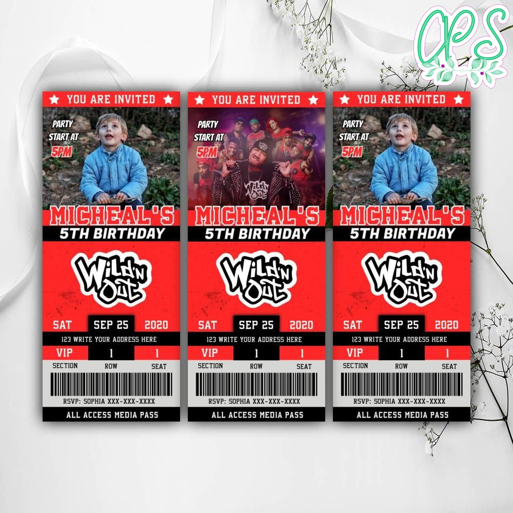 Printable Wild'n Out Birthday Ticket Invitations Instant Download