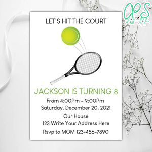 Tennis Birthday Invitation Instant Download