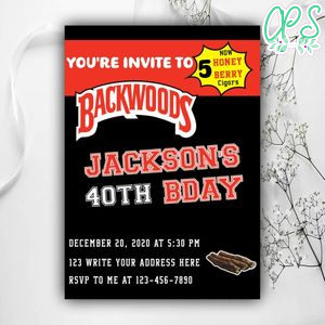 Backwoods Cigar Birthday Invitation Instant Download