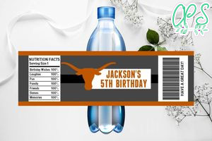 Printable Texas Longhorns Water Bottle Labels Instant Download