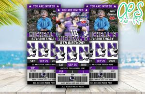 Editable Northwestern Wildcats Birthday Ticket Invitations Instant Download