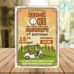 Hole In One First Birthday Invitation Instant Download
