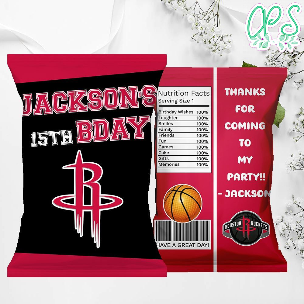 Printable Houston Rockets Birthday Chip Bags Instant Download CustomPartyShirts Studio