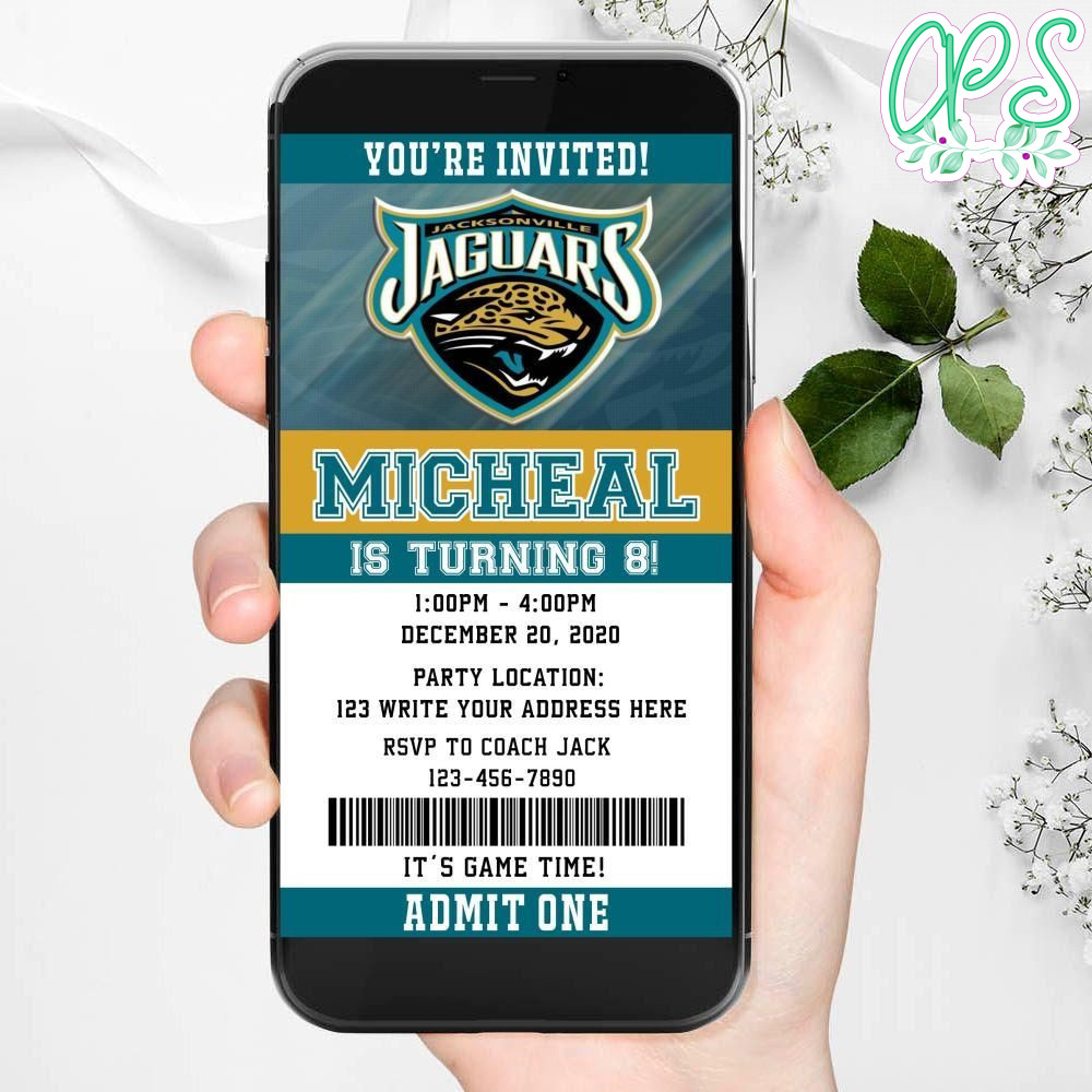 Electronic Jacksonville Jaguars Birthday Flyer Instant Download