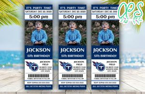 Printable Tennessee Titans Birthday Ticket With Photo Invitation Instant Download