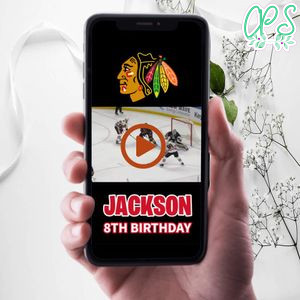 Chicago Blackhawks Birthday Video Invitation Digital Template Customizable Instant Download