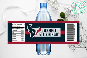 Printable Houston Texans Water Bottle Labels Instant Download