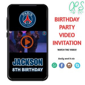 PSG Birthday Video Invitation Digital Template Customizable Instant Download