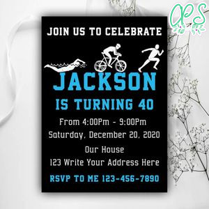 Printable Triathlete Birthday Flyer Instant Download