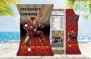 Editable Iron Man Birthday Chip Bags Instant Download
